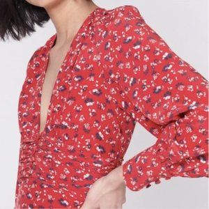 Veronica Beard Marion Silk Red Floral Dress